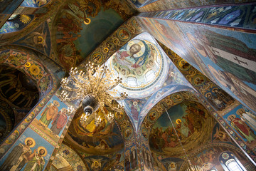 Fototapeta na wymiar Interior of the Church of the Savior on Spilled Blood in St. Petersburg, Russia