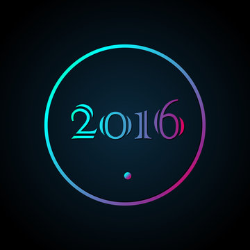2016 New year poster, greeting card in minimalism style