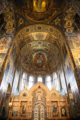 Interior of the Church of the Savior on Spilled Blood in St. Petersburg, Russia