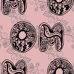 Seamless pattern with ornamental flowers