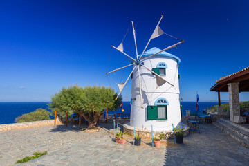 Fototapeta na wymiar Old windmill on Zakynthos island, Greece