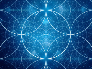 Naklejka premium Blue symmetrical fractal circles