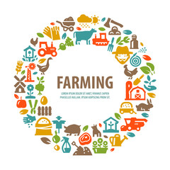 farm vector logo design template. farming, harvest or gardening, horticulture icons