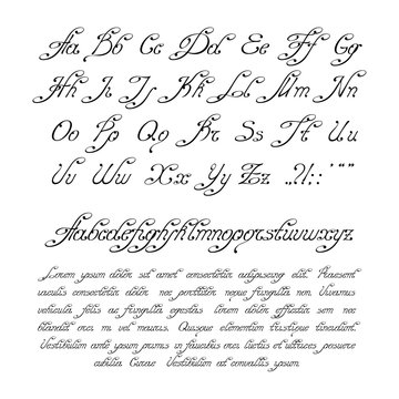 Handwritten calligraphic alphabet