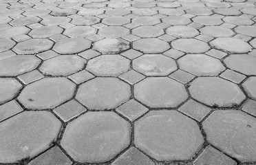 Closeup brown brick floor texture background in black and white tone