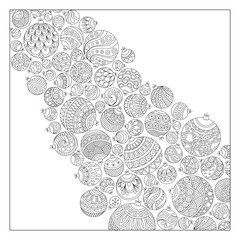 Pattern for coloring book. Christmas hand-drawn decorative eleme