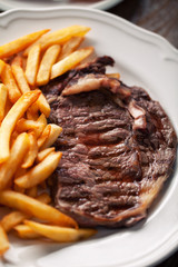 Beef steak with French fries