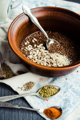 cooking process of crackers from flax, sesame, sunflower seeds a
