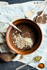 cooking process of crackers from flax, sesame, sunflower seeds a