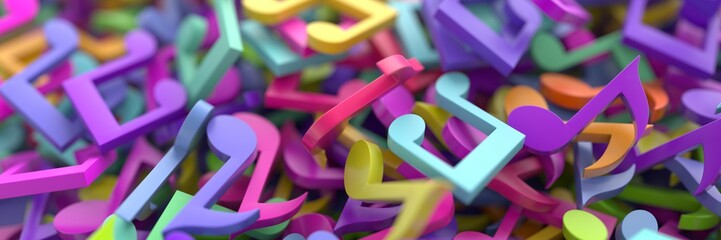 Fototapeta premium Colored musical notes 3d background