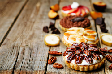 banana salted caramel chocolate plum honey pecan tartlets