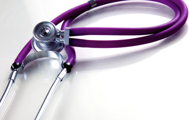 Medical stethoscope in white background