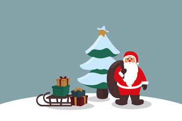 Weihnachtsmann mit Schlitten