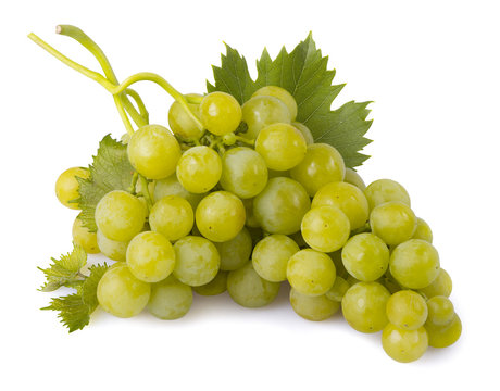 green grapes with leaves isolated