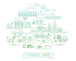 Vector illustration of forest life.