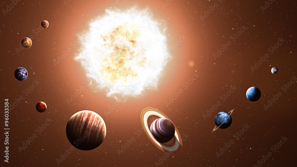 Wall mural high quality solar system planets. elements of this image furnished by nasa