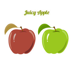 Set of juicy green and red apples isolated on a white background