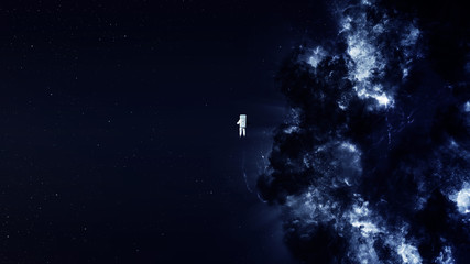 Astronaut alone in deep space. Elements of this image furnished by NASA