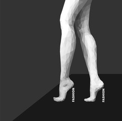 polygonal female legs standing on tiptoes monochrome fashion