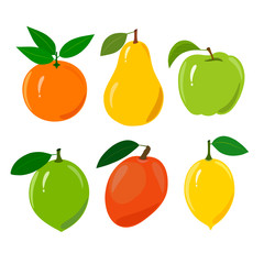 Set of juicy ripe fruit isolated on a white background