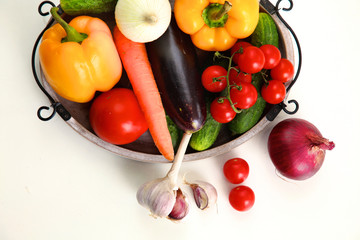 collection fruits and vegetables isolated on a white background