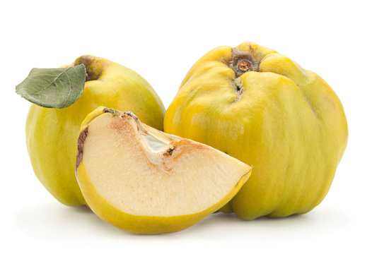 Quince fruit on white