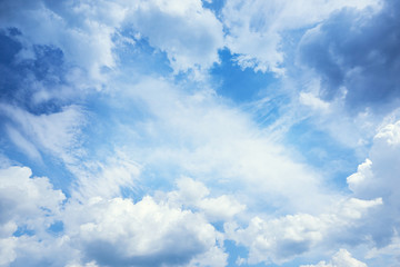 Naklejka na ściany i meble blue sky background as frame with cumulus clouds