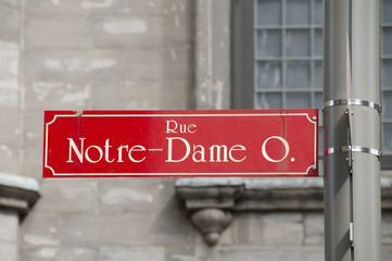 Notre Dame Street  Sign - Montreal - Canada