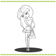 Illustration of girl Coloring Book Page