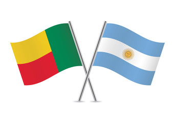 Benin and Argentina flags. Vector illustration.