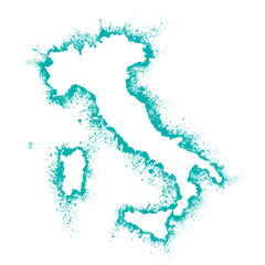 Italy and Sicily  map vector format in the spray paint stains, outline Artistic Card