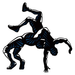 wrestlers vector silhouette