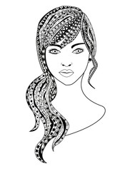 a beautiful girl's portrait isolated on white vector