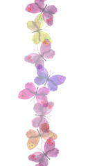 Seamless light transparent ribbon frame with delicate butterflies 