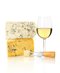 Wine glass and cheese