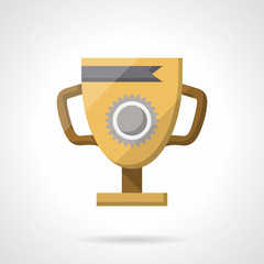 Golden winner cup flat color vector icon