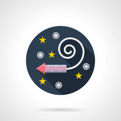 Firework rocket round flat vector icon