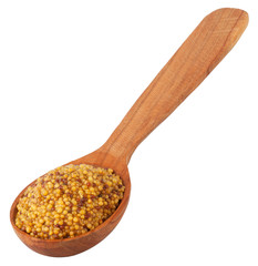  mustard on wooden spoon