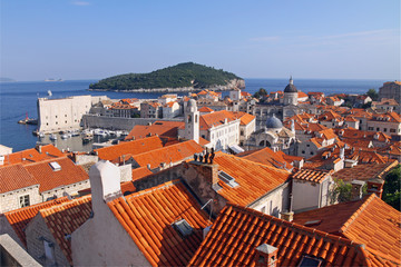 Fototapeta na wymiar View of Dubrovnik from the town walls.