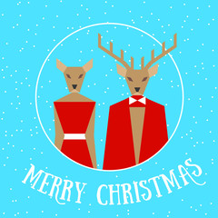 Merry christmas reindeer couple