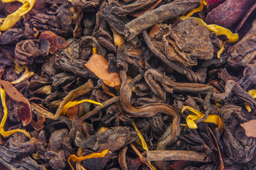 Heap of dry green tea 