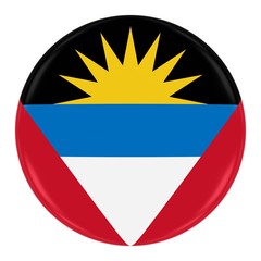 Fototapeta premium Antiguan and Barbudan Flag Badge - Flag of Antigua and Barbuda Button Isolated on White