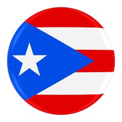 Puerto Rican Flag Badge - Flag of Puerto Rico Button Isolated on White