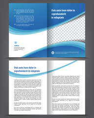 Vector empty bi-fold brochure print template design, newsletter booklet layout