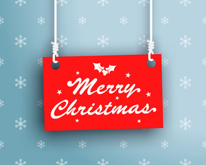 Obraz na płótnie Canvas Merry Christmas Logo On Hanging Sign