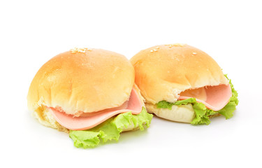 two hamburger isolated on white background