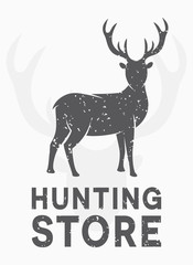 Vector vintage logo hunting and shooting store. Label, poster or t-shirt graphic design