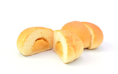 custard bread on white background