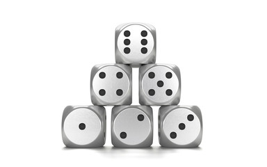 Six metal dice
