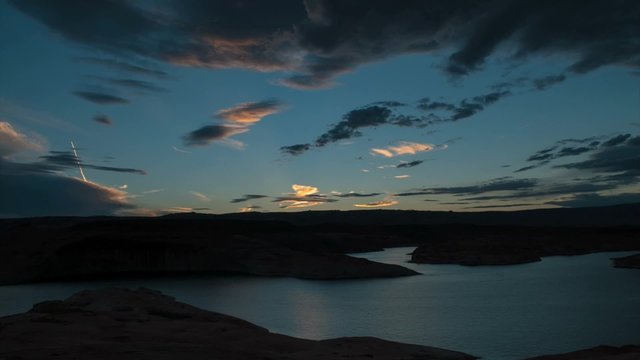 Moving clouds and boats lake Powell Utah Bullfrog Marina high quality time-lapse made from large low iso raw files